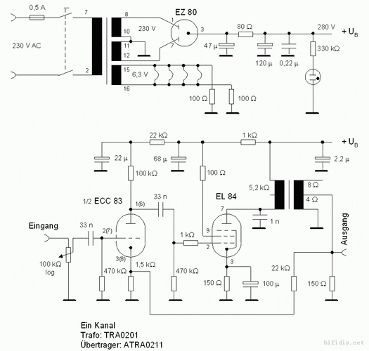 el34单端标准接法线路图（el84 单端）-图1